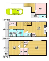 高井田中央駅 徒歩7分 1階の物件間取画像